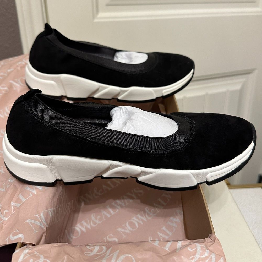 7M Johnston & Murphy 78-19761 Hannah Black Suede Slip On Mule Shoes NWT NEW